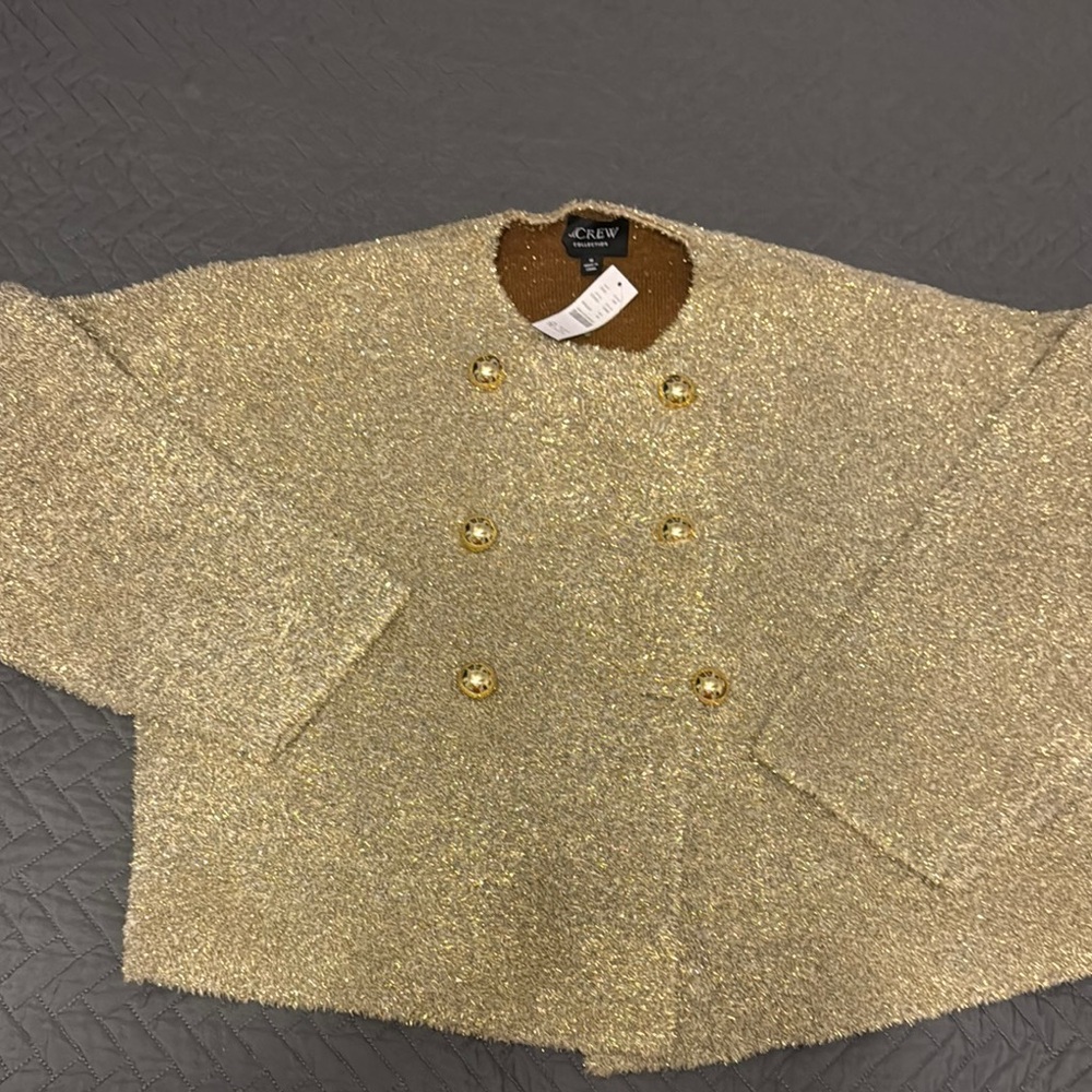 NWT J. Crew Gold Oversized Doublefaced metallic jacket SZ M